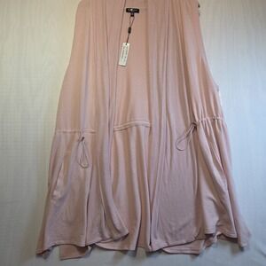 CG Sport Woman Cardigan 2X Pink Jasmine Open Front Drawstring Pockets NWT Plus
